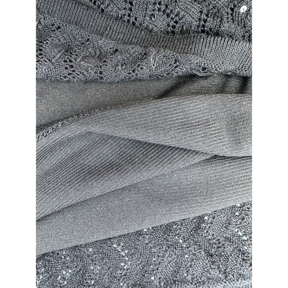 Dana Buchman woman Size XL Black l/S lined sequined V Neck Dressy Sweater Top - Picture 6 of 7